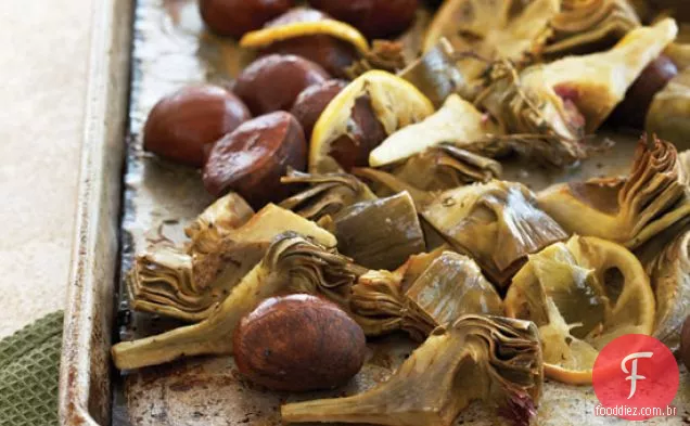 Assado de castanha e alcachofra