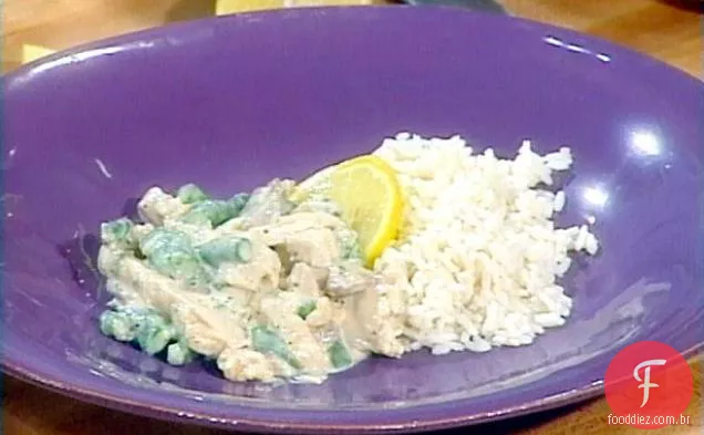 Frango Alfredo com cogumelos e aspargos