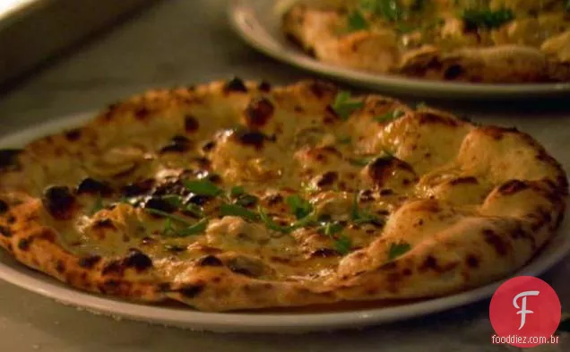 Amêijoas, pimentões e pizza de salsa