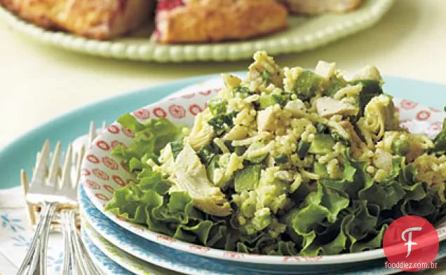 Frango, Alcachofra e salada de arroz