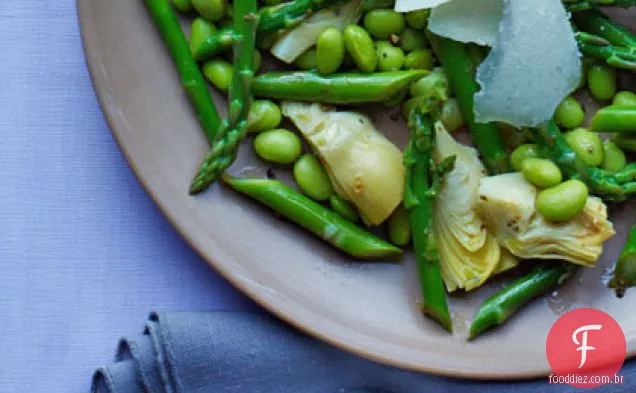 Alcachofra, Edamame e salada de aspargos