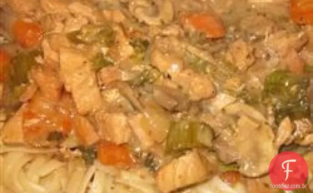 Frango fogão lento com molho de vinho cogumelo