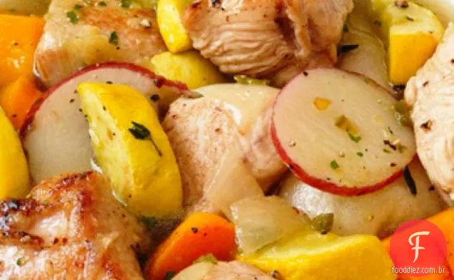 Peru Mexicano e guisado de abóbora
