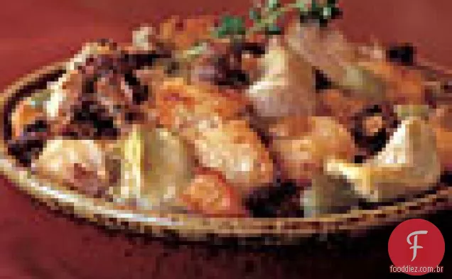 Alcachofra, salsicha e recheio de queijo parmesão