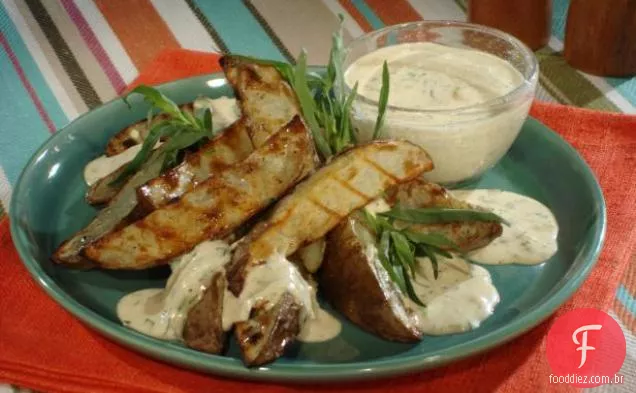 Batatas fritas grelhadas com vinagre de malte Aioli