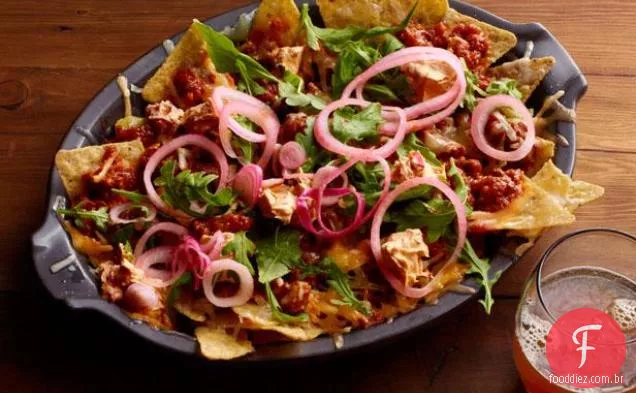 Salsicha Picante Ragu Nachos Com Cebola Em Conserva