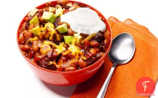 Chili de feijão e carne