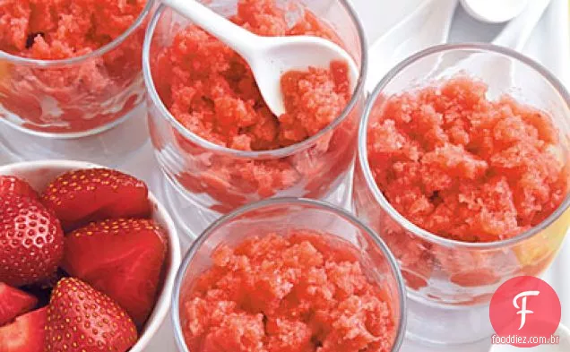 Ruibarbo, morango e tomilho Granita