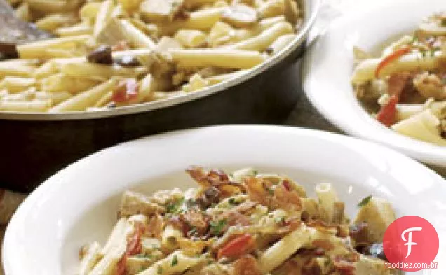Penne Com Alcachofras E Queijo Feta