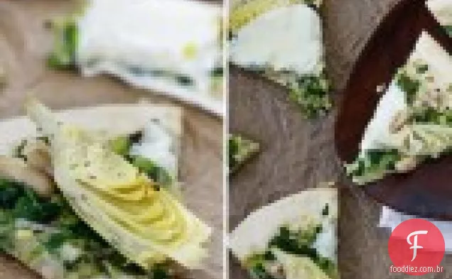 Alcachofra Espinafre Pizza Com Feijão Branco