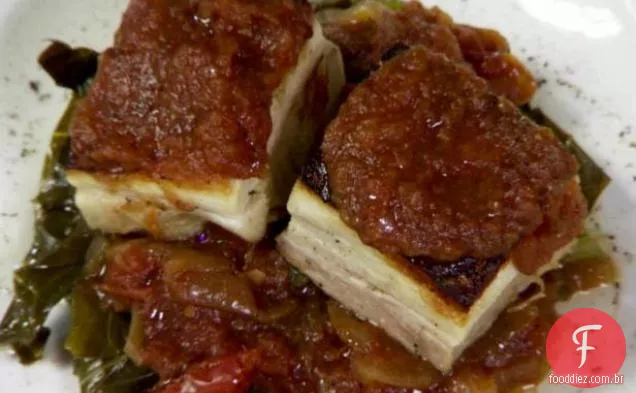 BLT-Bacon refogado, couve e compota de tomate