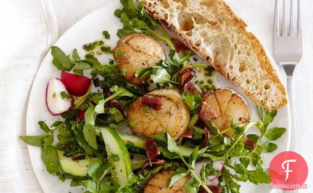 Vieiras Com Salada De Agrião