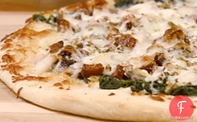 Vongole Pizza com Andouille, amêijoas e vieiras
