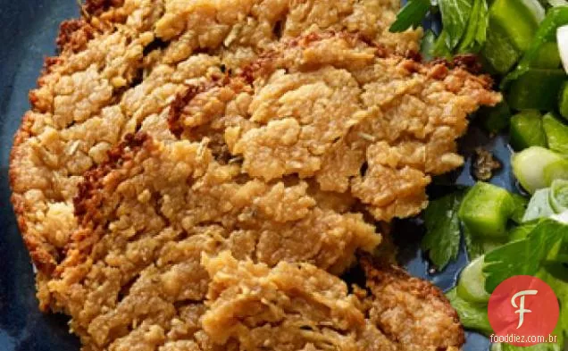 Pão Achatado De Grão De Bico Com Salsa-Salada De Azeitona