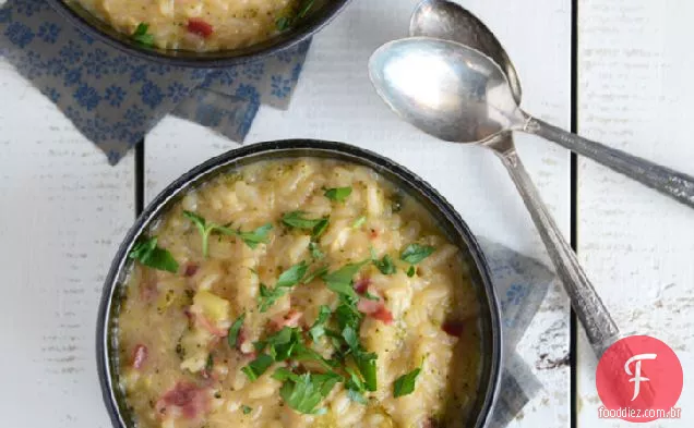Risoto de brócolis - Cheddar