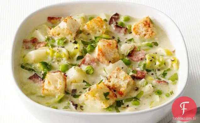 Sopa De Batata-Alho-Poró Com Bacon