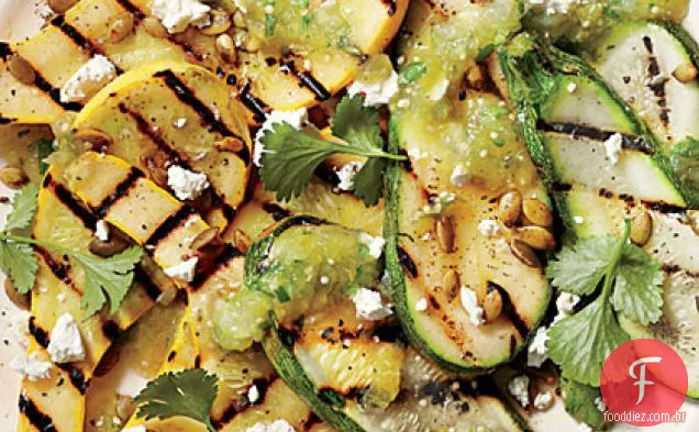Squash grelhado e Salsa Verde