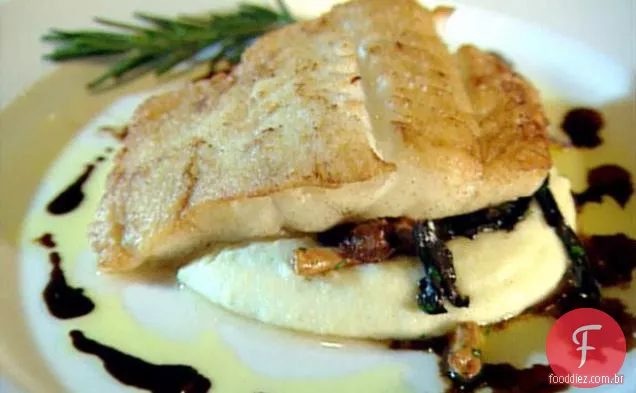 Peixe com Polenta e cogumelos: Merluzzo con Polenta e Funghi