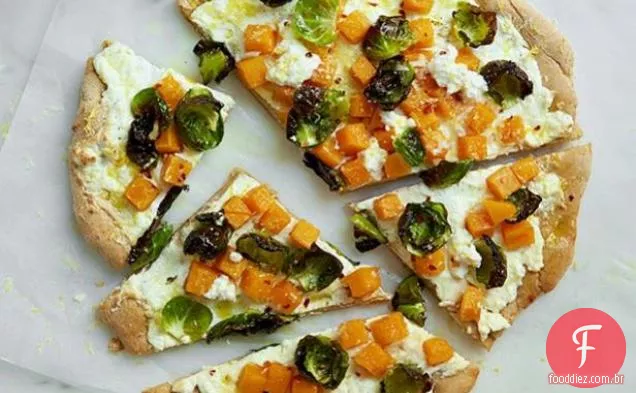 Broto de Bruxelas de trigo integral, abóbora e pizza de ricota