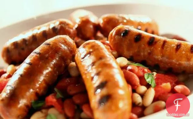 Linguiça grelhada com feijão Toscano