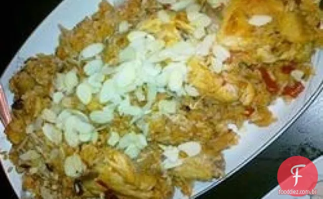 Al Kabsa-arroz tradicional Saudita e frango