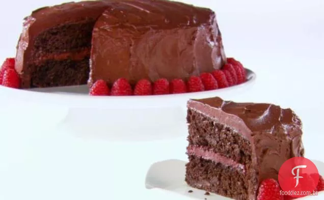 Bolo Da Camada Do Chocolate-Framboesa