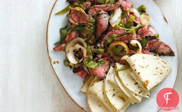Bife de flanco e Rajas Fajitas