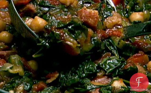 Sopa de grão de bico, presunto e acelga de Neely