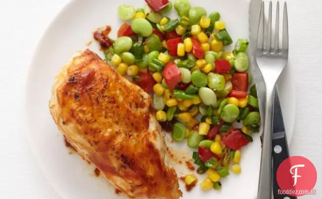 Frango assado com Succotash