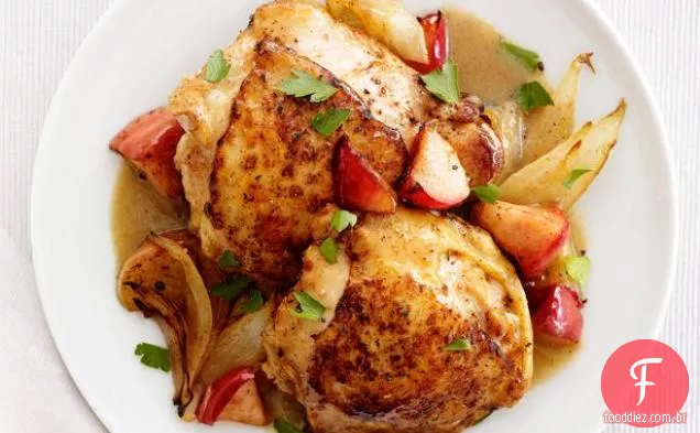 Mel-Mostarda Frango e maçãs