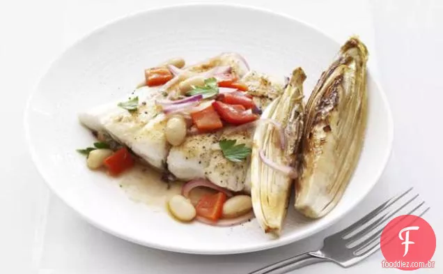 Alabote com feijão Toscano e Endive