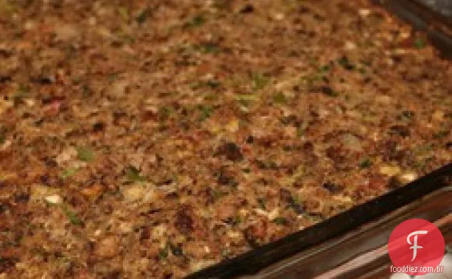Salsicha, Bacon, maçã e recheio de Pão de milho