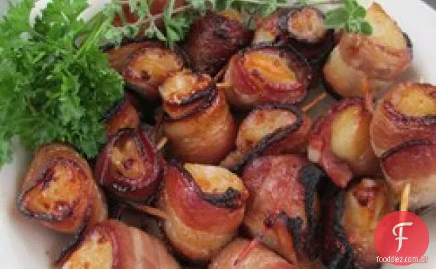 Teriyaki Bacon Embrulhado Vieiras