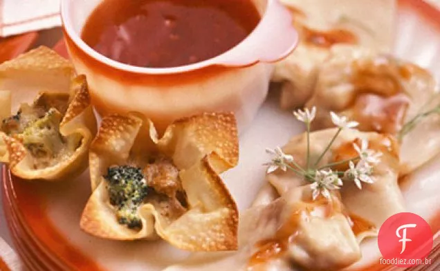 Chouriço-brócolis Wontons