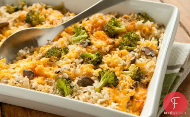 Caçarola De Brócolis, Arroz E Queijo