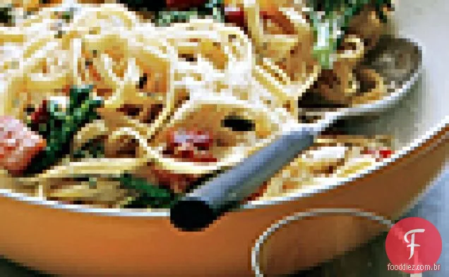 Fettuccine de limão com brócolis e Pancetta 