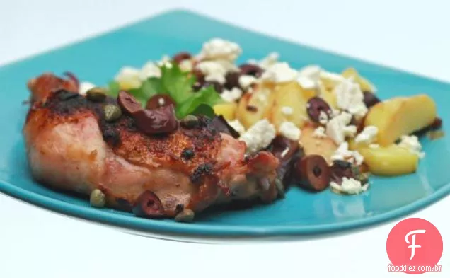 Frango assado com batatas mediterrâneas