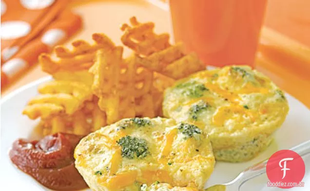 Mini Quiches de brócolis e Cheddar