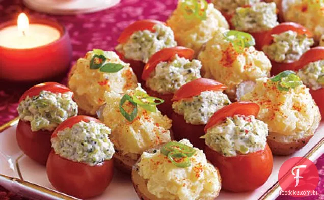Tomate cereja com recheio de brócolis