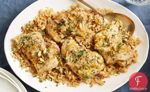 Frango Laranja assado e arroz integral