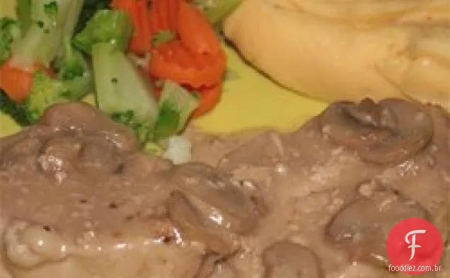 Costeletas De Porco Com Cogumelos Bêbados Cremosos