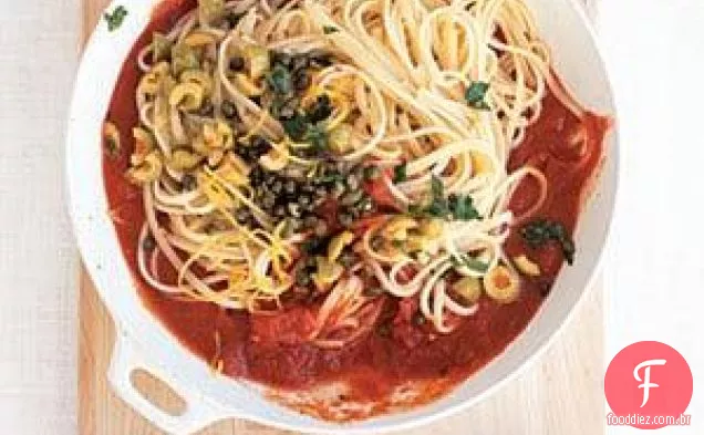 Linguine Com Alcaparras E Molho De Azeitona Verde