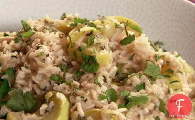 Abóbora de Verão e arroz verde