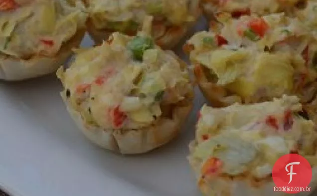 Tortas de caranguejo e alcachofra