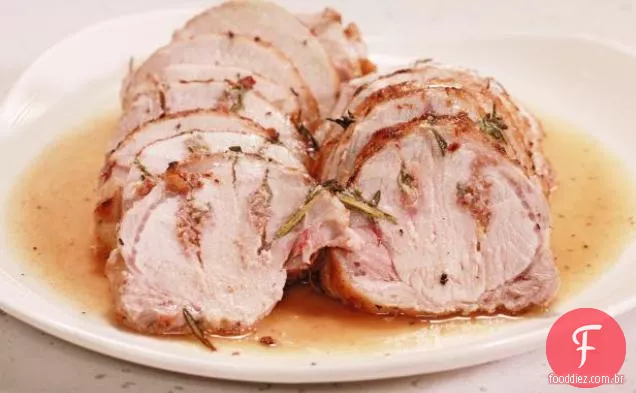 Lombo de porco assado com couve e Polenta