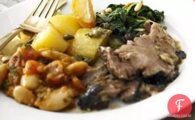Batatas assadas com limão com alcaparras