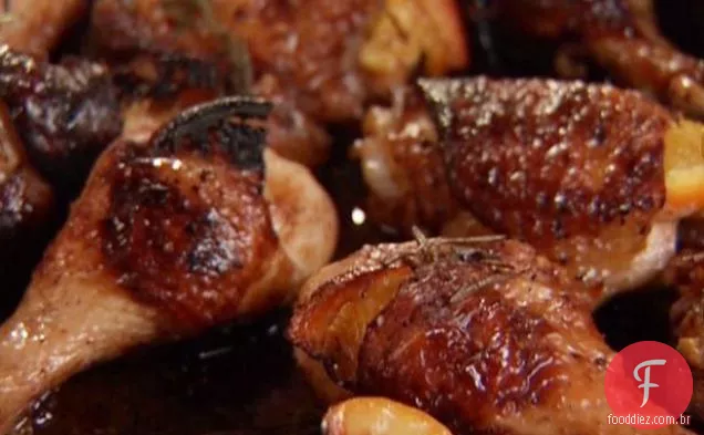 Frango Assado com laranjas e alecrim