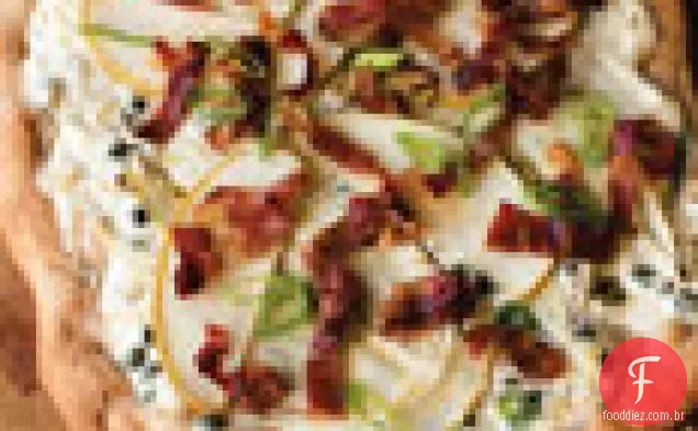 Pizza de crosta de espelta com Erva-Doce, Prosciutto e maçãs
