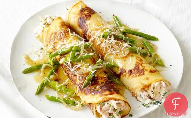 Crepes de frango e espargos