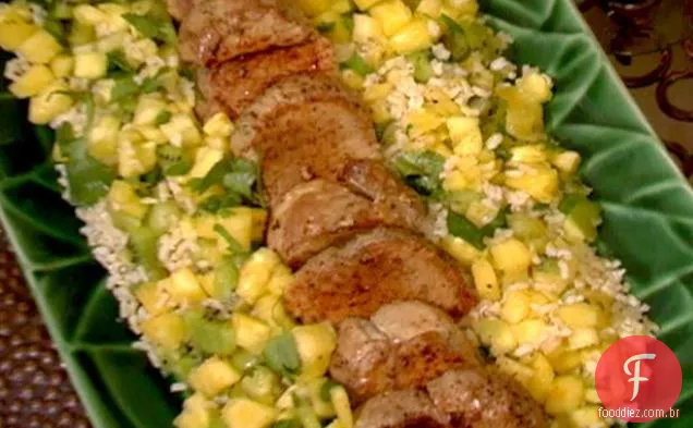 Carne de porco assada com abacaxi-Kiwi Salsa